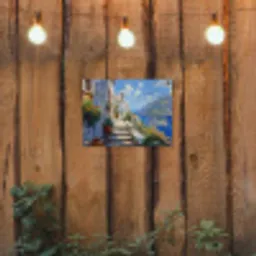 Trap - Huizen - Berglandschap - Zee tuinposter los doek klein -sfeer1