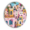 Kleurrijk - Roze - Oranje - Geel - Bloemen Akoestische PET Vilt - Rond klein -3d