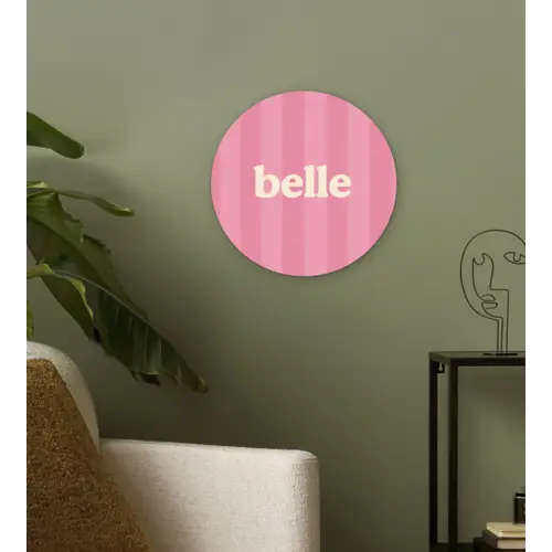 Roze - Gestreept - Belle Wandcirkel kunststof plaat 5mm dik klein -sfeer3