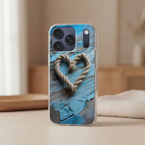 Hart - Touw - Hout - Rustiek Telefoonhoesje iPhone 17 Pro klein -sfeer2