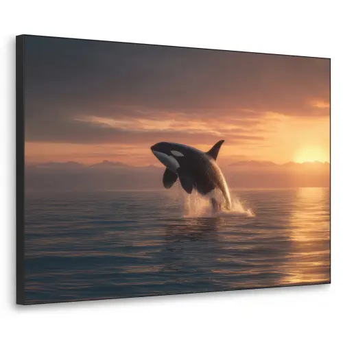 Orka - Zee - Zonsondergang Textielframe zwart klein -3d