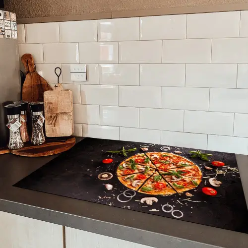 Pizza - Groente - Kruiden - Keuken - Industrieel Inductie beschermer vinyl 3mm klein -sfeer3