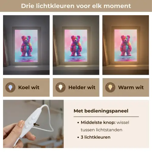 Beer - Kleurrijk - Dier Light Box met kabel klein -USP_lichtkleurNL