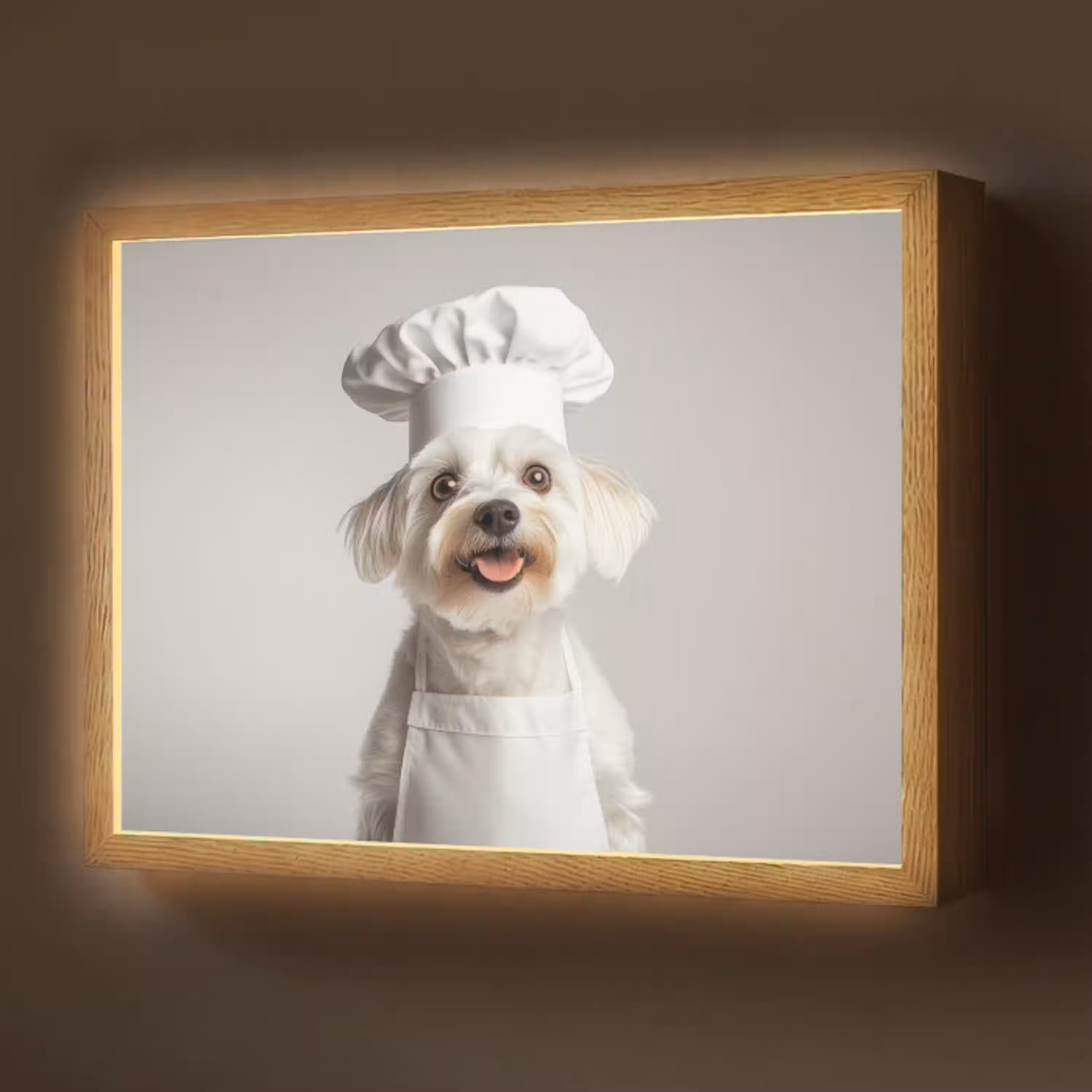 Hond - Wit - Kok Light Box met batterij (Wandlamp) middel -z3d_website