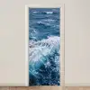 Golven - Oceaan - Blauw deurposter klein -3d_beige
