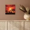 Savanne - Olifanten - Zonsondergang aluminium wit klein -sfeer4