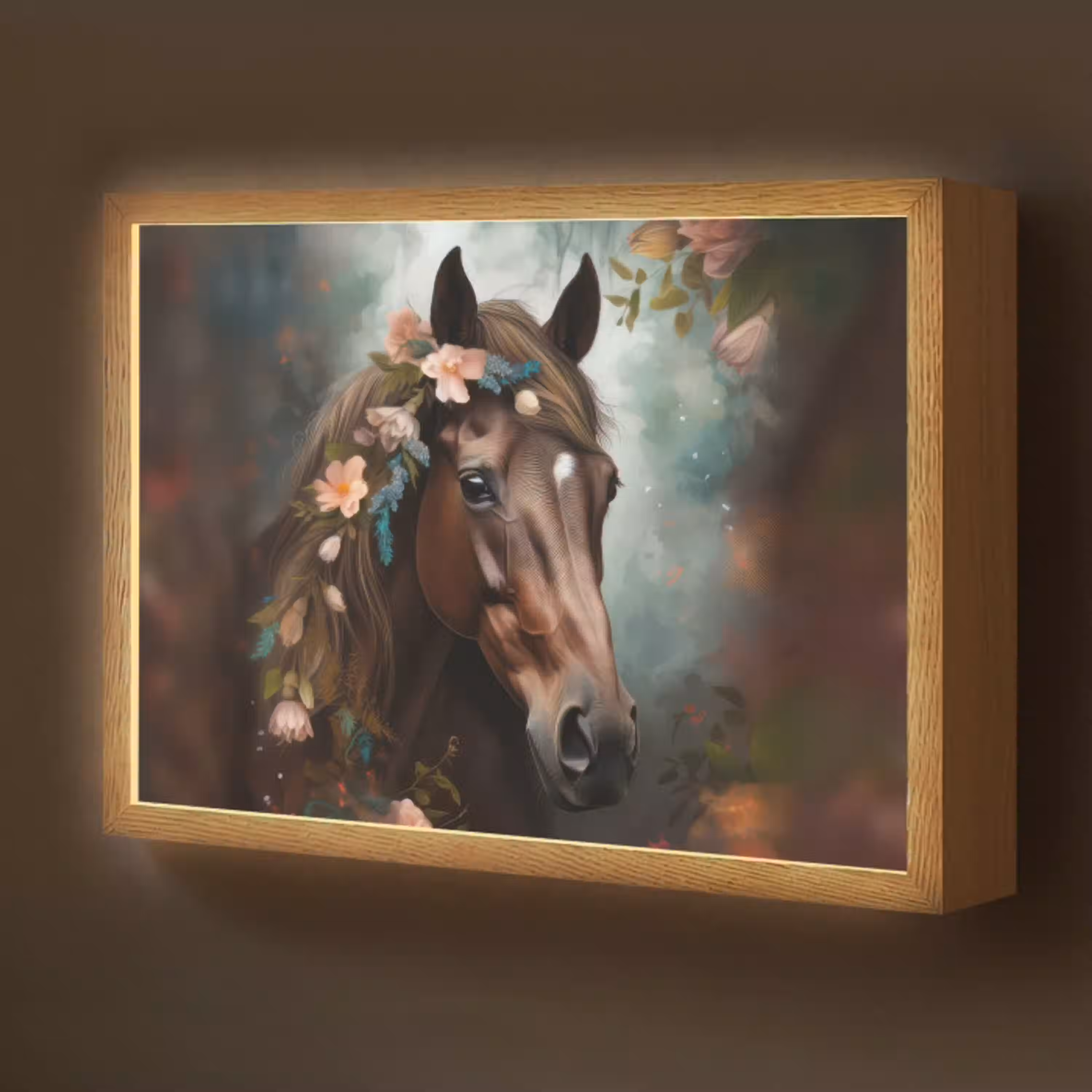 Paard - Natuur - Bloemen - Dieren - Bos Light Box met batterij (Wandlamp kind) middel -z3d_website