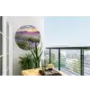 Lavendel - Bloemen - Zonsondergang - Paars - Weide Wandcirkel tuinposter met ringen klein -buiten1