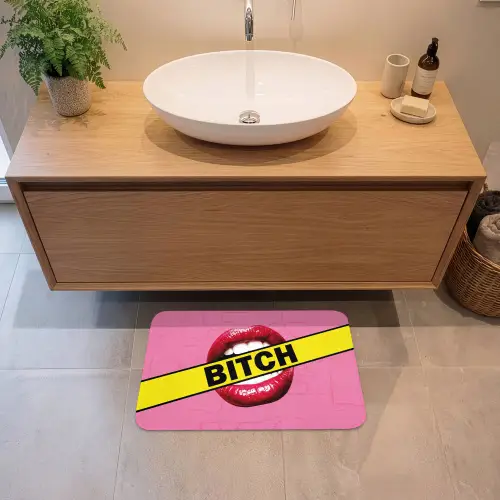 Lippen - Tekst - Kleurrijk Badmat klein -sfeer1