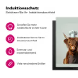Schotse Hooglander - Bruin - Hoorns - Kokskleding Inductie beschermer vinyl 3mm groot -zzzzzzz-lf-werking