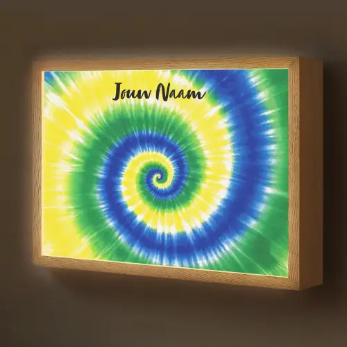 Tie Dye - Groen - Klassiek Light Box met batterij (Wandlamp kind) middel -z3d_website