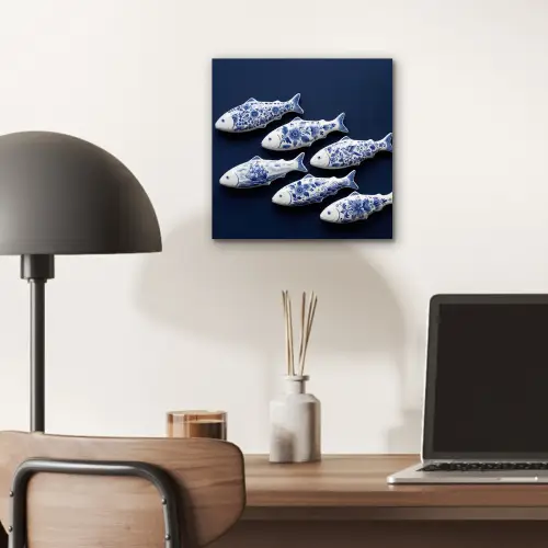 Vissen - Delfts - Blauw - Keramiek aluminium wit klein -sfeer5