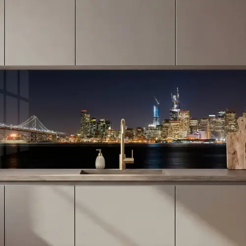 Verlichting - Hemel - Wolkenkrabbers - Skyline keuken achterwand 2 middel zz_3dshopping