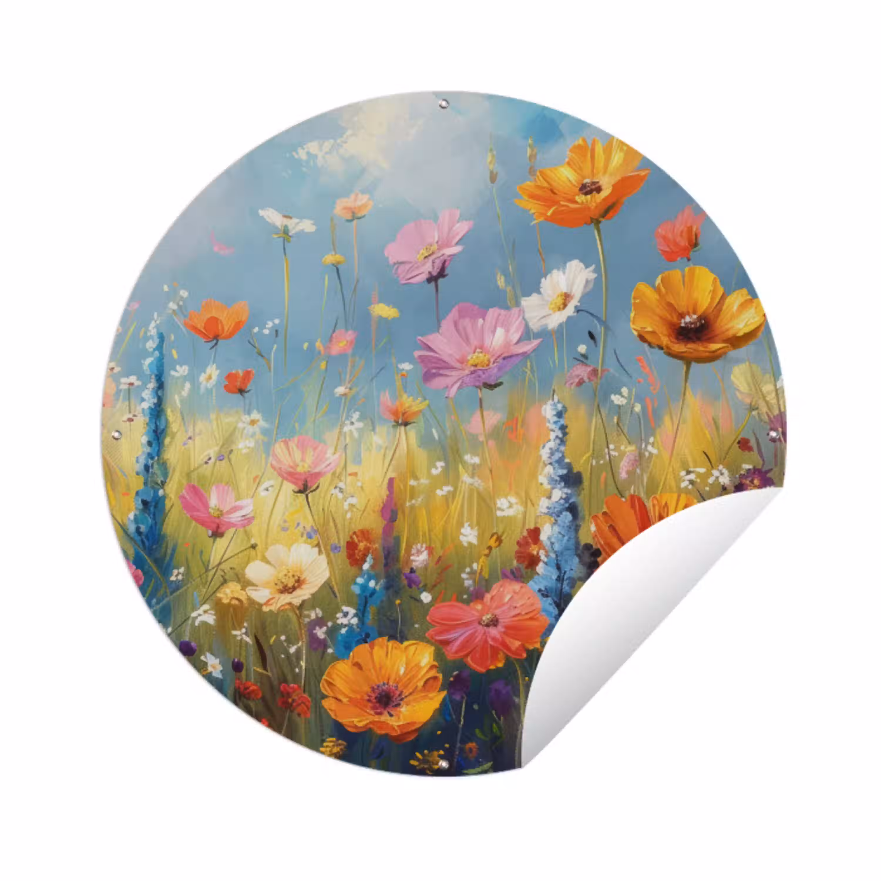 Bloemen - Natuur - Botanisch - Kunst Wandcirkel tuinposter met ringen klein -3d