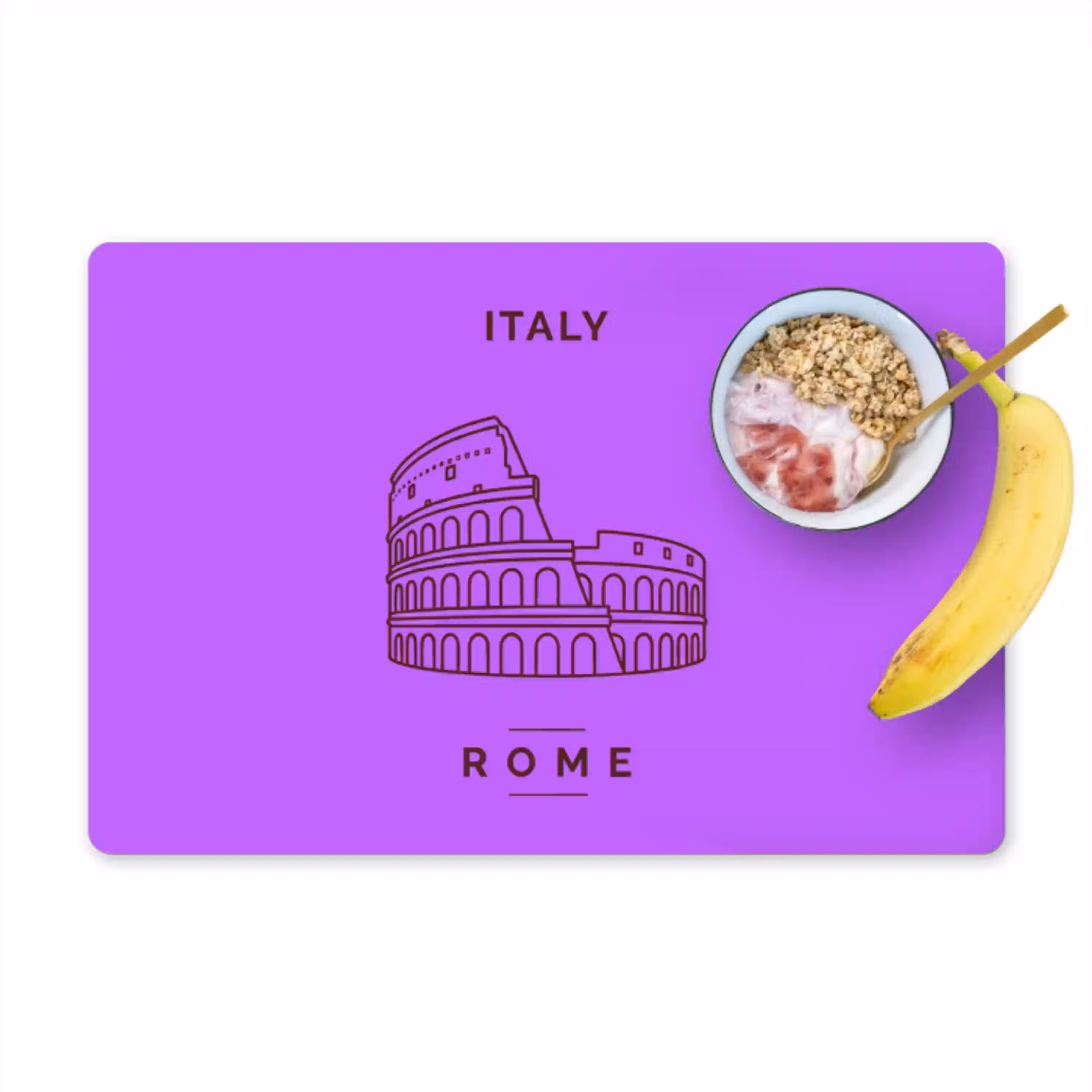 Architectuur - Colosseum - Rome - Minimalistisch - Paars Placemat vinyl groot -zzzproduct_Kitchenyeah-website