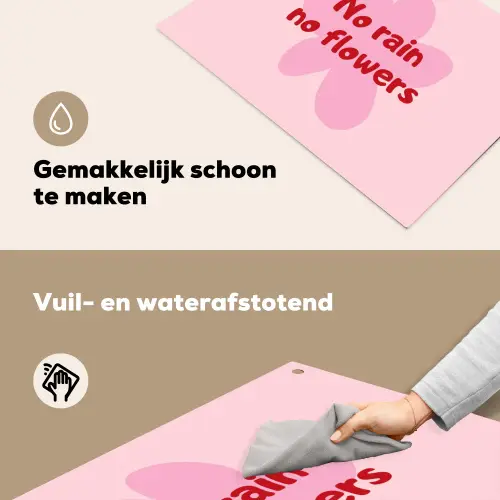 No rain no flowers - Bloem - Roze Inductie beschemer met haakjes klein -ky-schoon-nl