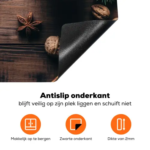 Hout - Landelijk - Warm - Natuur Inductie beschermer vinyl 3mm klein -zzzzzzz-td-onderkant