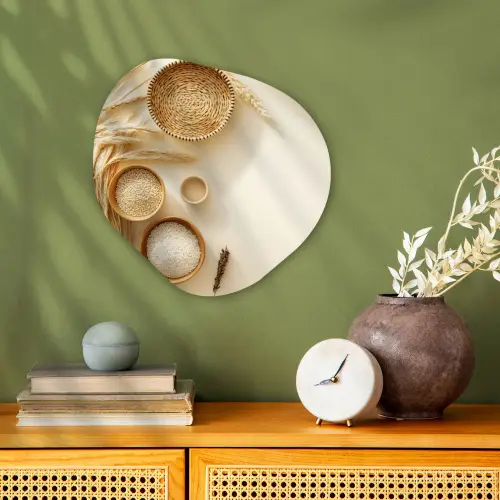 Granen - Hout - Kom - Beige Wandcirkel Organisch Forex 3mm klein -sfeer2