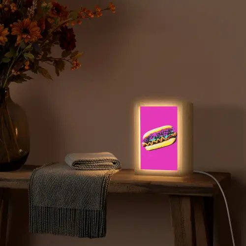 Hotdog - Roze - Retro Light Box met kabel (Tafellamp) klein -sfeer4