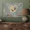 Kraanvogels - Maan - Bloemen - Blauw PET vilt klein -sfeer2