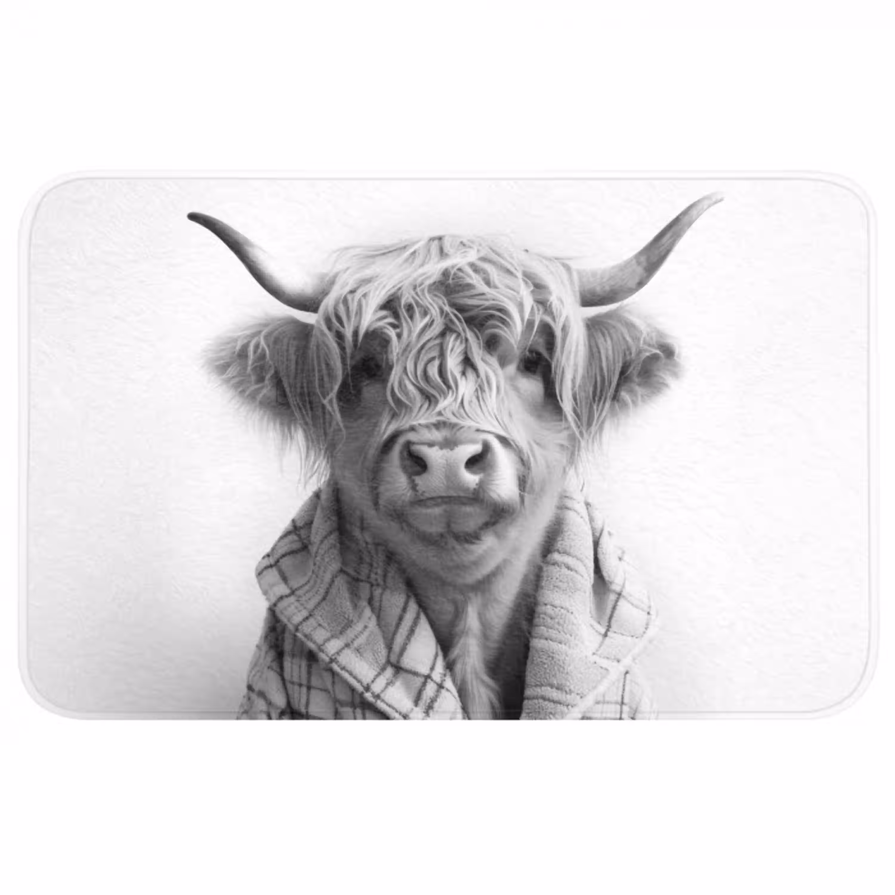 Schotse Hooglander - Koe - Badjas - Zwart wit WCmat middel -3d