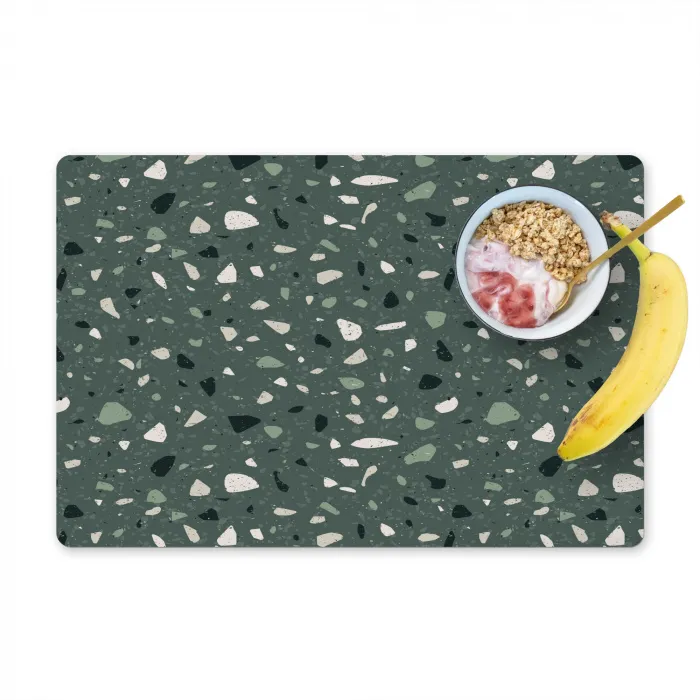 Terrazzo -  Patroon - Kleurrijk - Groen Placemat vinyl groot 368 -zzzproduct_Kitchenyeah-website