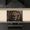 Leeuw - Dieren - Portret - Zwart - Luxe keuken achterwand spatscherm klein -sfeer1
