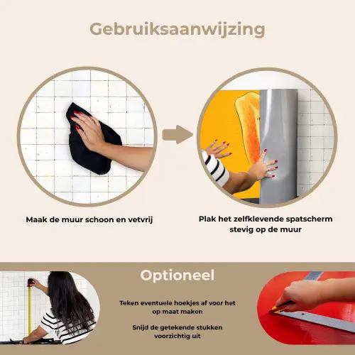 Papaja - Oranje - Topisch keuken achterwand spatscherm klein -gebruiksaanwijzing_NL