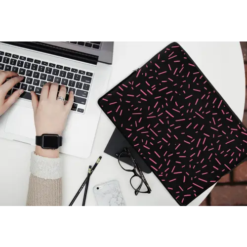 Gaming - Streepjes - Roze - Abstract laptophoes neopreen klein -bureau