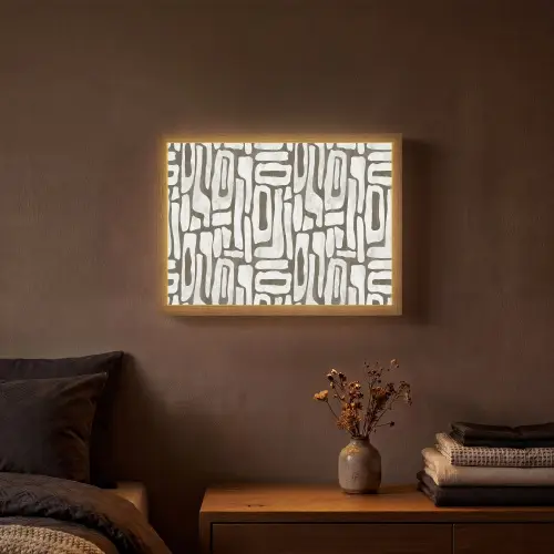 Donker - Wit - Abstract Light Box met batterij (Wandlamp) middel 907 -sfeer4