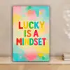 Quote - Lucky - Regenboogkleuren canvas 2cm klein -sfeer1
