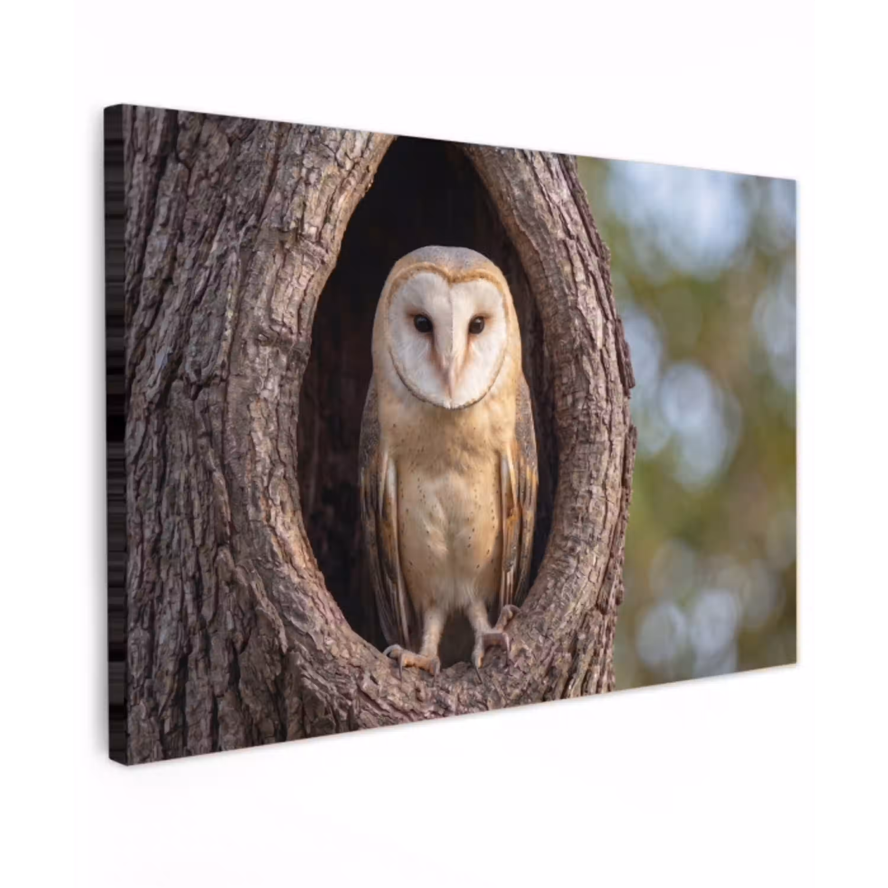 Kerkuil - Boom - Natuur - Bruin Tuinposter op houten frame 2 cm dik klein -3d