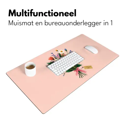 Margrieten - Boeket - Strikje - Roze Muismat XXL klein -sfeer4