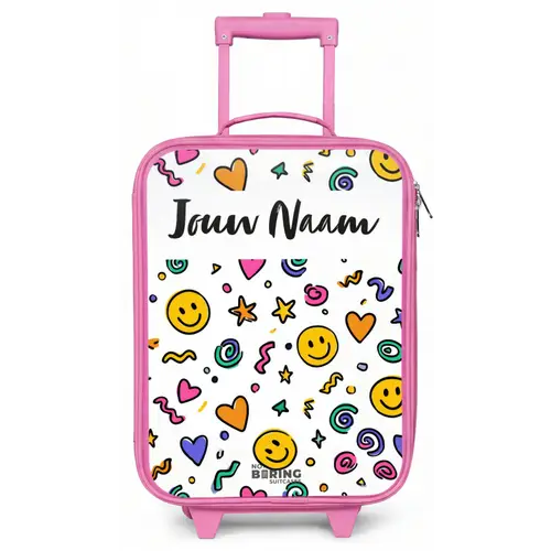 Smiley - Hartje - Ster Kinderkoffer - Roze klein -zz3dotto