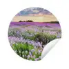 Lavendel - Bloemen - Zonsondergang - Paars - Weide Wandcirkel tuinposter met ringen klein -3d