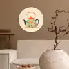 Oranje - Theepot - Bloemen - Bladeren Wandcirkel plexiglas klein -sfeer1