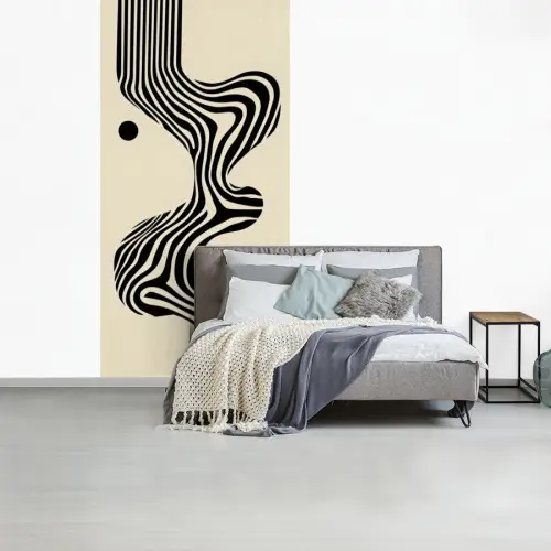 Beige - Lijnen - Golvend -  Abstract fotobehang vinyl groot -slaapkamer