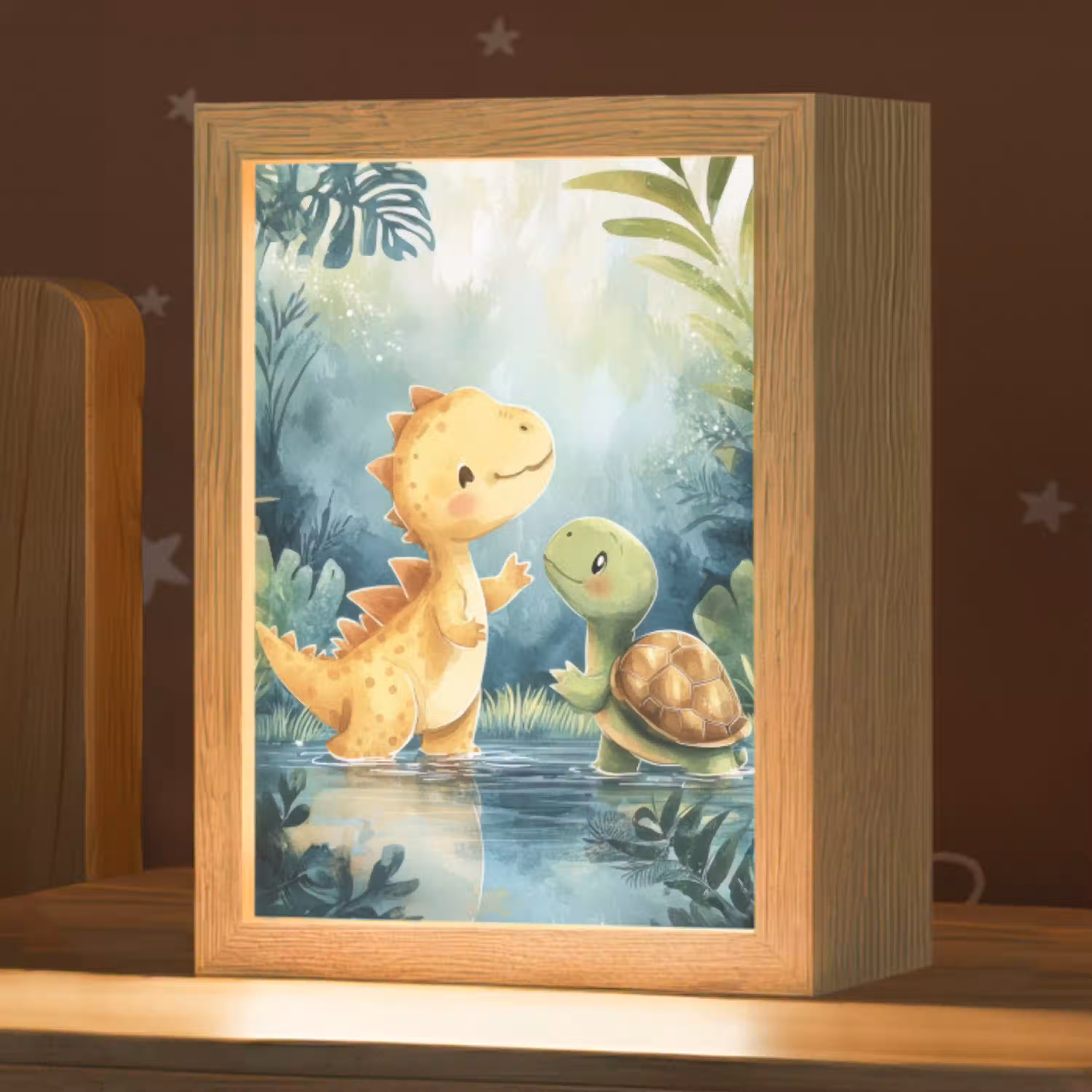 Dinosaurus - Schildpad - Illustratie - Aquarel Light Box met kabel klein -zzz_3d_website