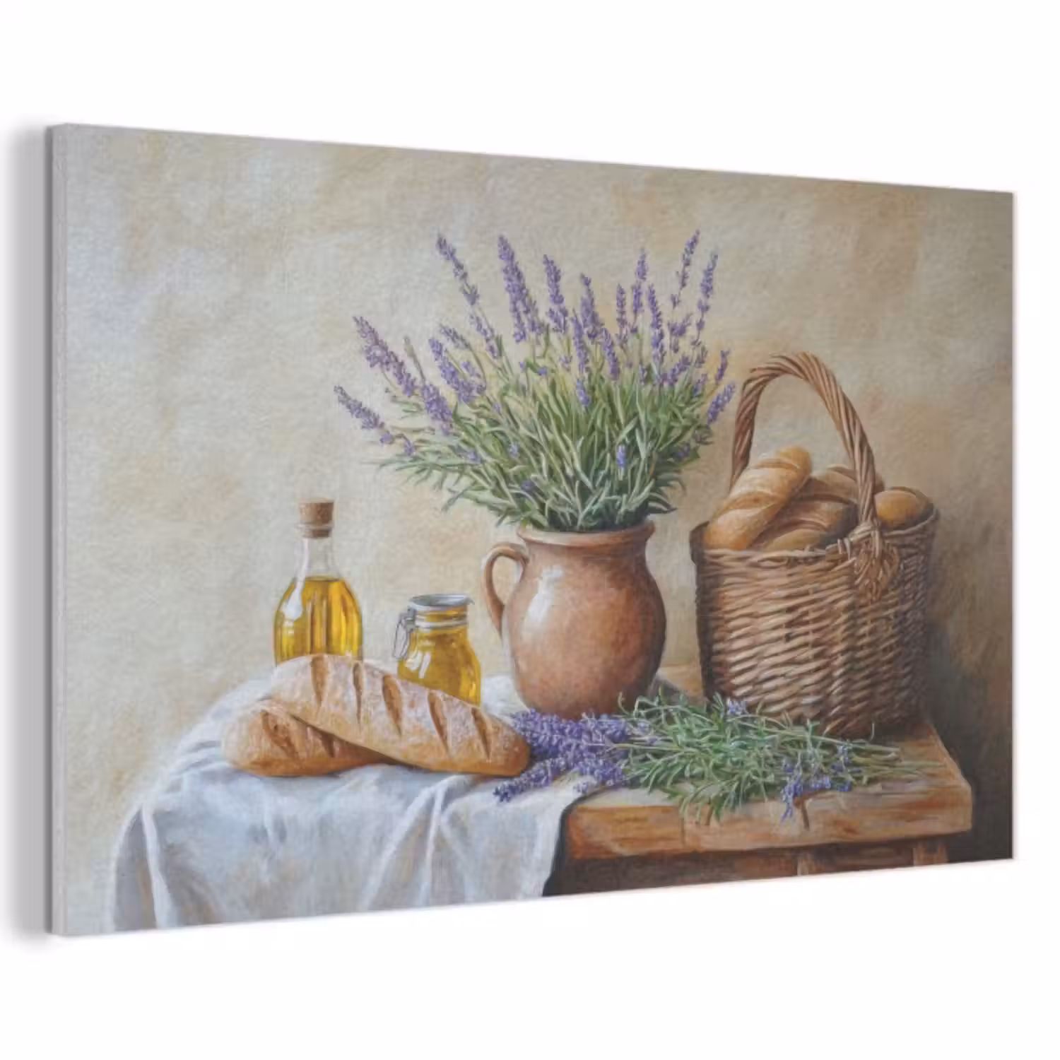 Akoestisch schilderij - Lavendel - Brood - Stilleven