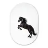 Zwart - Paard - Portret Wandcirkel Ovaal Aluminium middel -3d