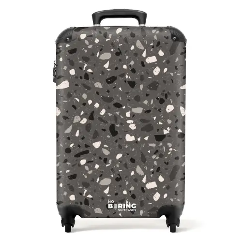 Terrazzo patroon veelkleurig donkergrijs NBS - Handbagage koffer - Kinderen Unisex middel -productfoto_recht