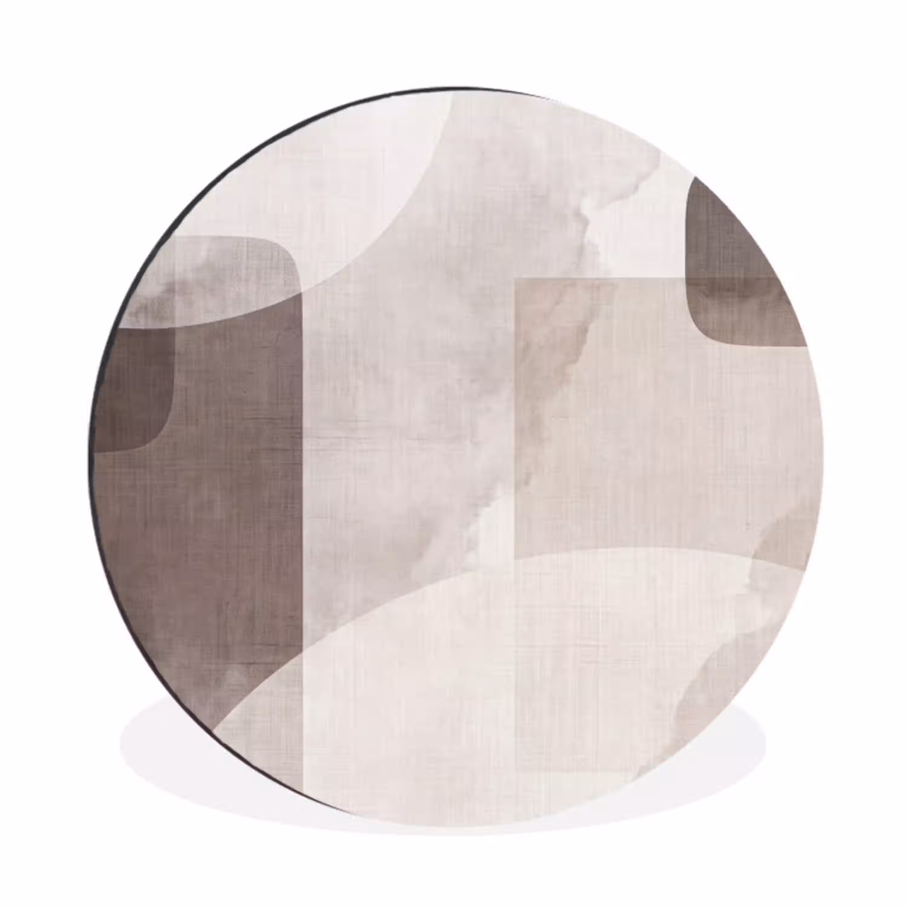 Abstracte vormen - Beige Wandcirkel aluminium klein -3d