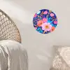 Bloemen - Blauw - Roze Wandcirkel behangsticker klein -sfeer4
