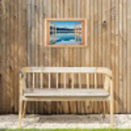 Doorkijk - Landschap - Winter - Meer - Bergen - Uitzicht Tuinposter op houten frame 2 cm dik klein -sfeer4