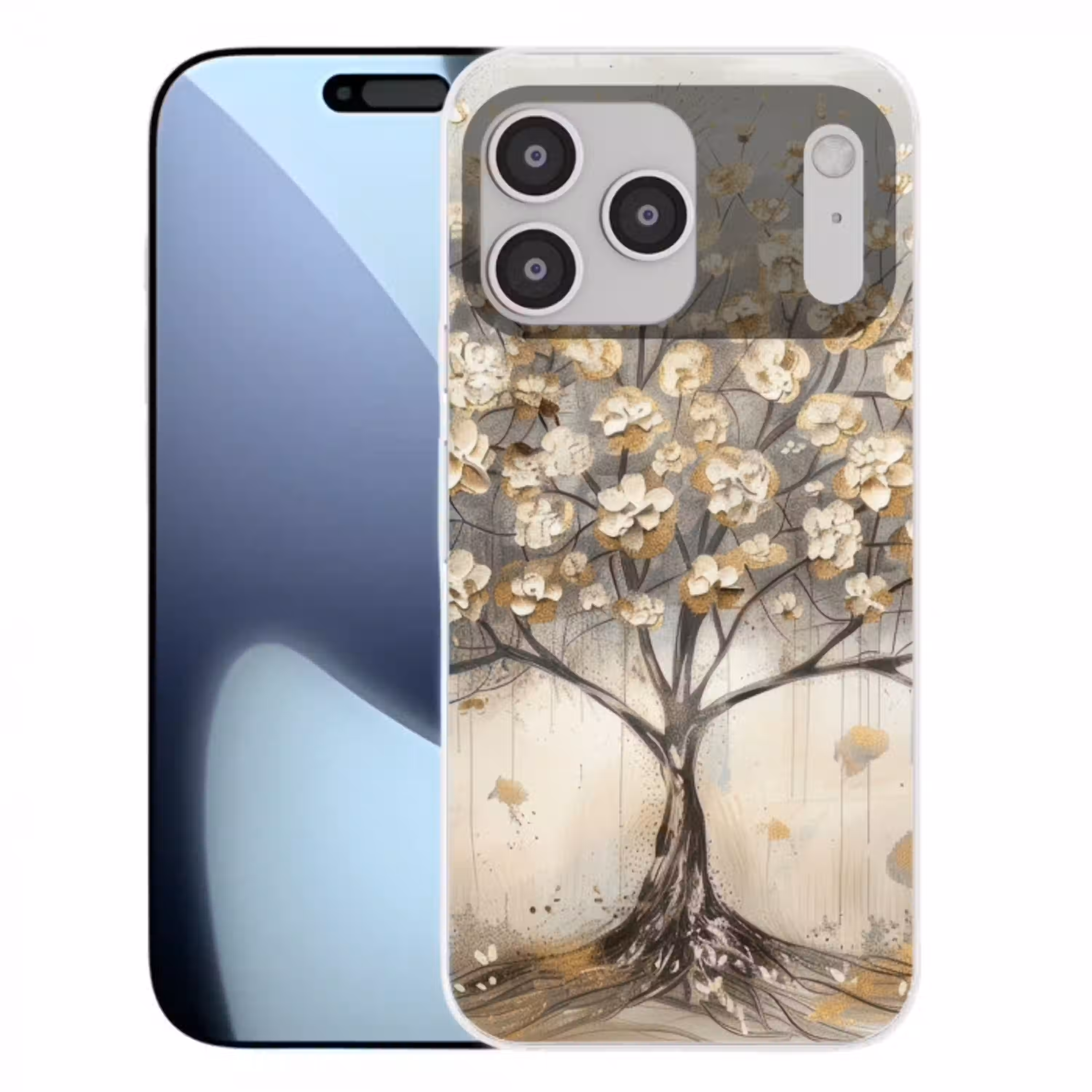 Boom - Beige - Goud - Verflook - Grijs Telefoonhoesje iPhone 17 Pro Max klein -3d