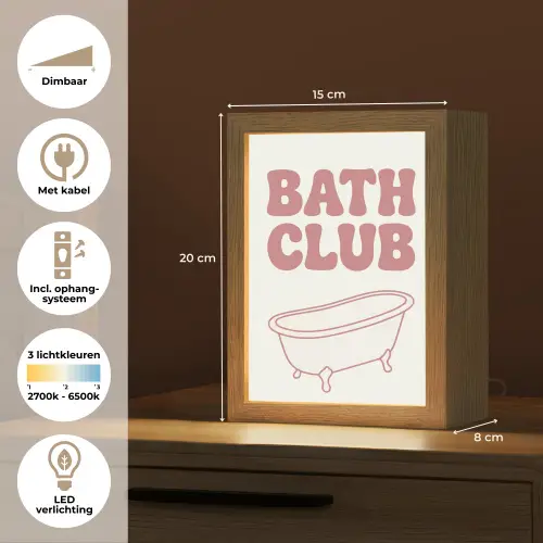 Retro - Bad - Roze Light Box met kabel (Tafellamp) klein -USP_NL