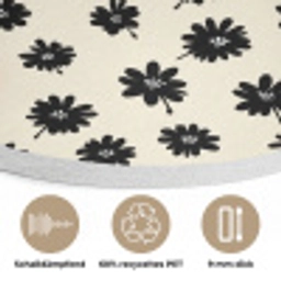 Madeliefjes - Grafisch - Zwart - Beige Akoestische PET Vilt - Rond klein 838 -closeup_DE