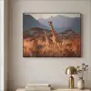 Giraffen - Hoog gras - Acaciabomen Textielframe zwart klein -sfeer2