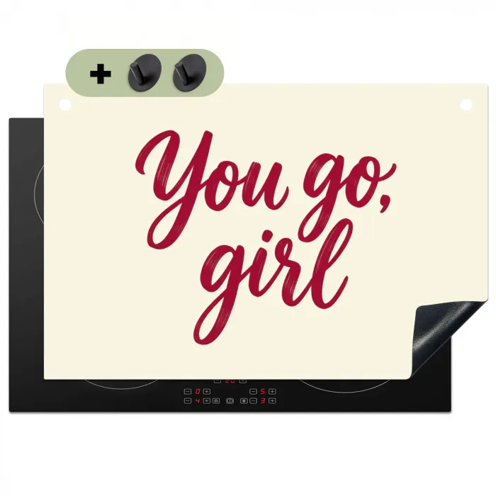 you go girl - Rood - Wit Inductie beschemer met haakjes klein -3d