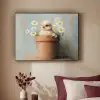 Bloempot - Kuiken - Bloemetjes Textielframe zwart klein -sfeer1